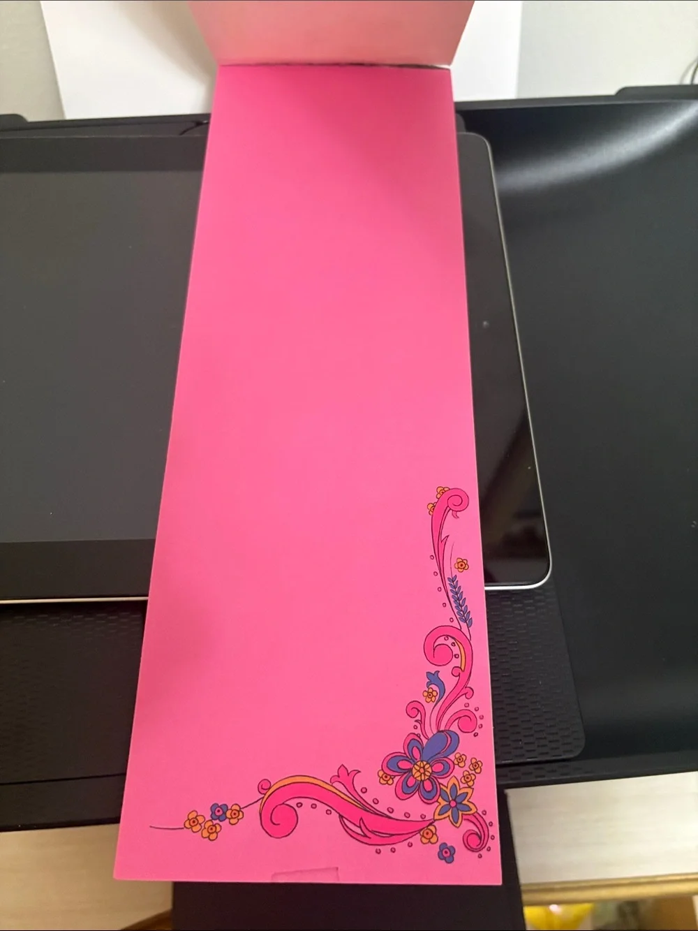 Hand-Painted Floral Bookmark with Pink & Blue Swirls